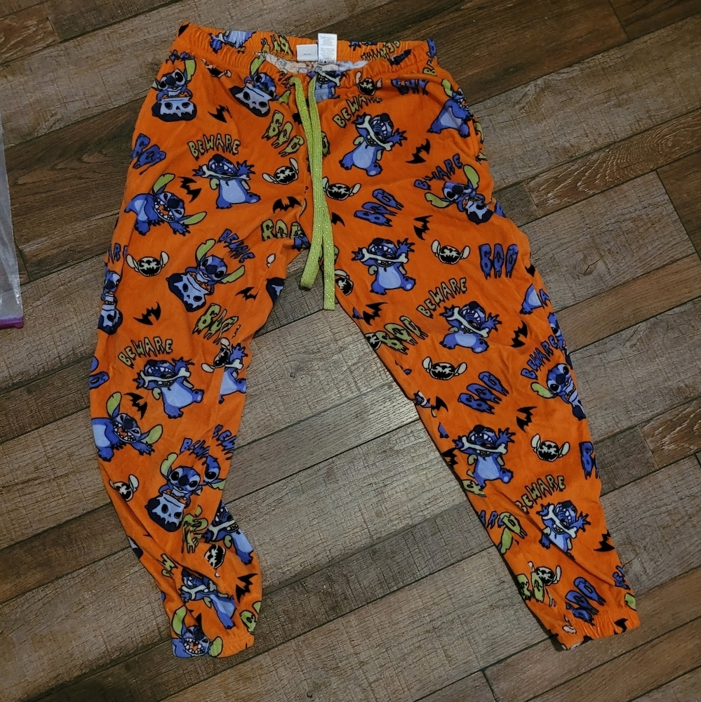 Disney Orange and Black Pajama Pants Stitch Med - Picture 2 of 4